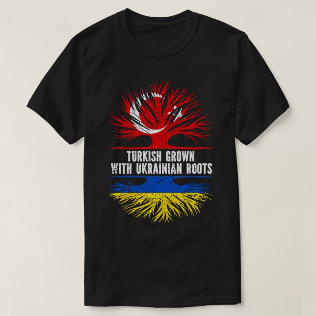 T-shirt Drapeau turc aux racines ukrainiennes (Design devant)