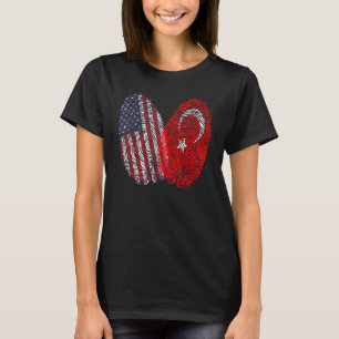 T-shirt Drapeau turco-américain Empreinte digitale Turquie