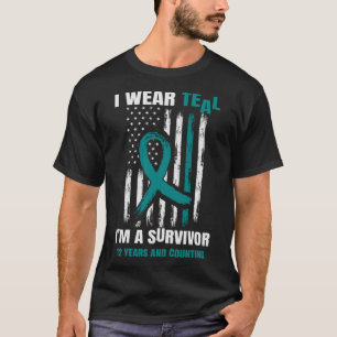 T-shirt Drapeau turquoise du cancer de l'ovaire Survivant