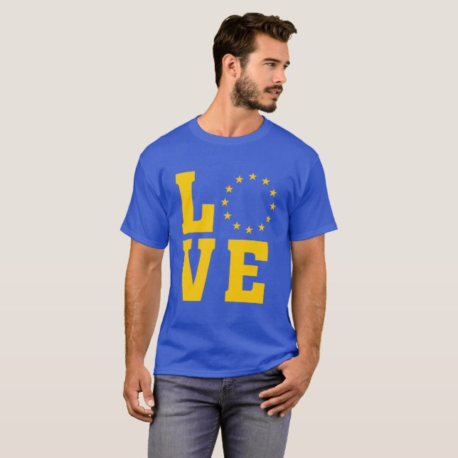 T-shirt Drapeau UE, Union européenne, AMOUR (Devant entier)