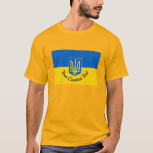 T-shirt Drapeau ukrainien avec blason et texte personnalis