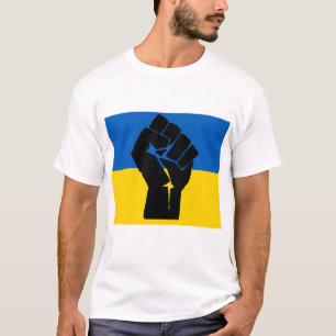 T-shirt Drapeau ukrainien avec le poing noir