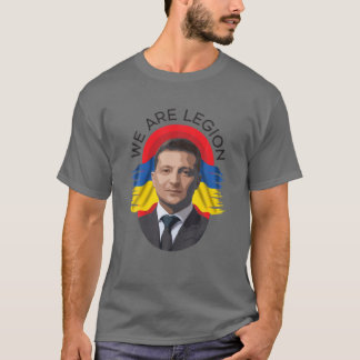 T-shirt Drapeau Ukrainien Avec Le Président Volodymyr Zele