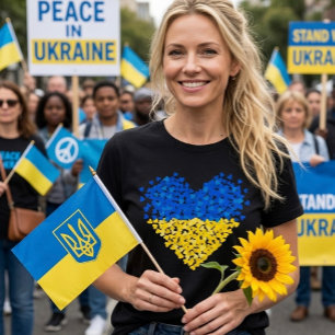 T-shirt Drapeau ukrainien. Envoi d'amour à l'Ukraine. Sout