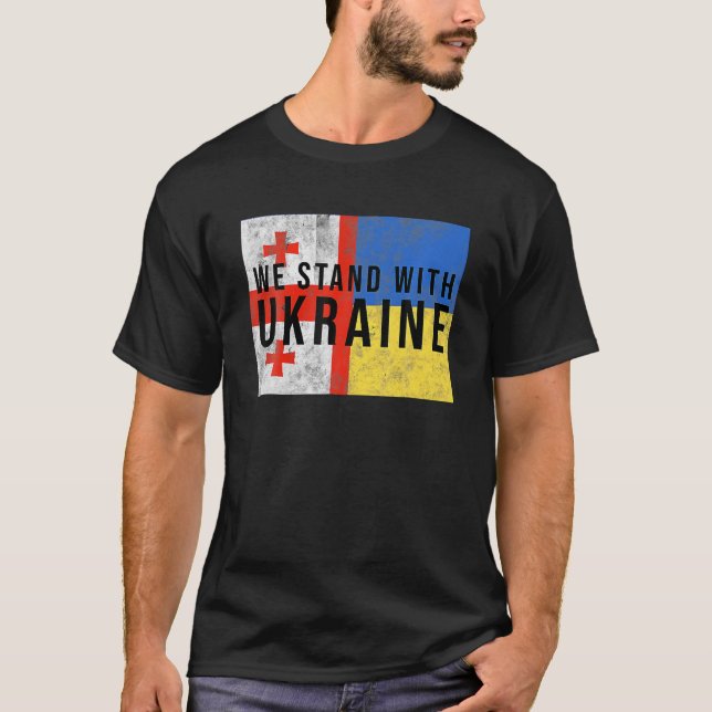 T-shirt Drapeau ukrainien géorgien Pays amis (Devant)