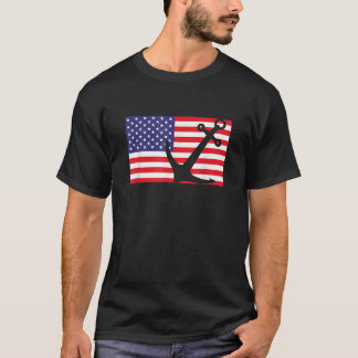 T-shirt Drapeau US Ancre de voile Patriot capitaine Bateau