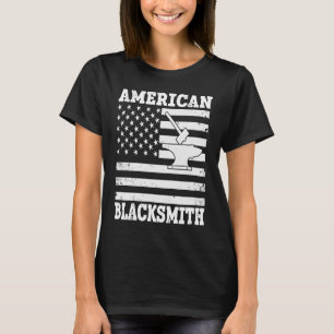 T-shirt Drapeau US Blacksmier Anvil & Hammer American Blac