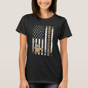 T-shirt Drapeau US Blacksmier Anvil & Hammer American Blac