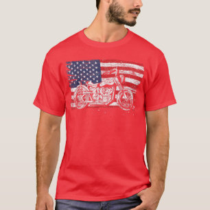 T-shirt Drapeau US Motorcycle États-Unis Motorbike Vélo