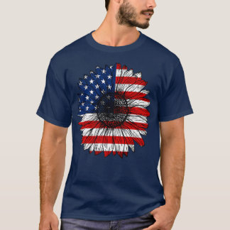 T-shirt Drapeau US rétro Sunflower Lover Funny Patriotique