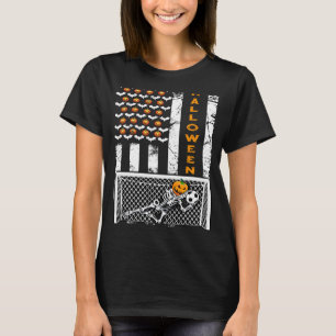 T-shirt Drapeau US Squelette Soccer But Keeper Halloween B