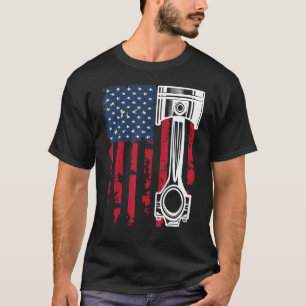 T-shirt Drapeau USA Auto Réparateur Mécanicien Automobile 