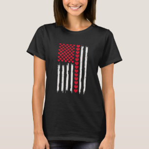 T-shirt Drapeau Usa avec coeurs de la Saint-Valentin pour