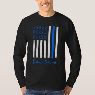 T-shirt Drapeau USA Bleu Diabète de Type 1 Awareness Warri