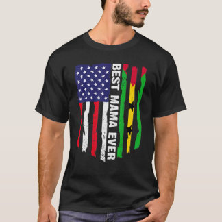 T-shirt Drapeau Usa Et Drapeau Sao Tomé Et Principe Meille