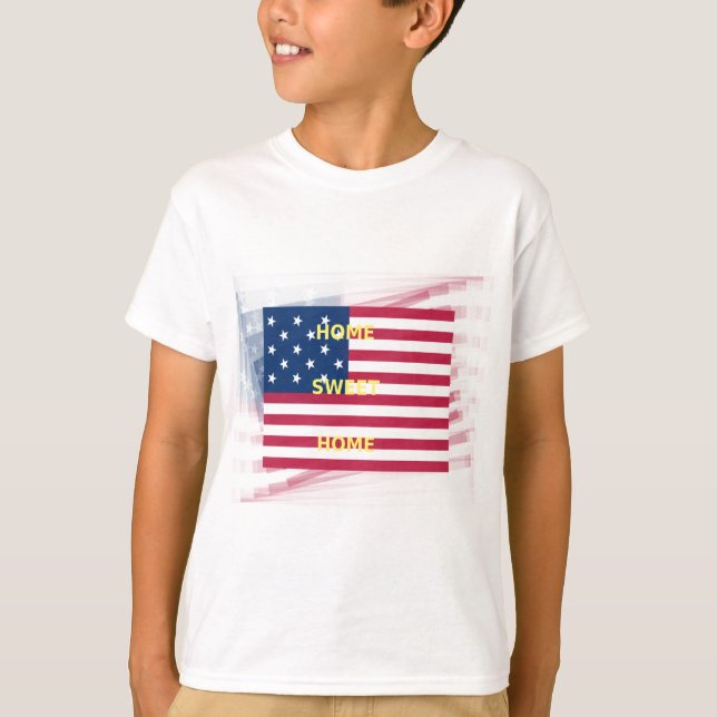 T-shirt Drapeau USA "Home Sweet Home" Art Imprimer (Devant)