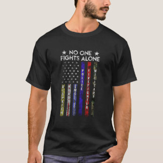 T-shirt Drapeau Usa Ligne Fine Infirmière Police Militaire