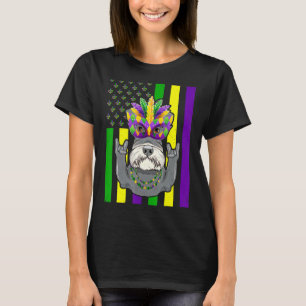 T-shirt Drapeau Usa Mardi Gras Schnauzer Chien Festival Pu