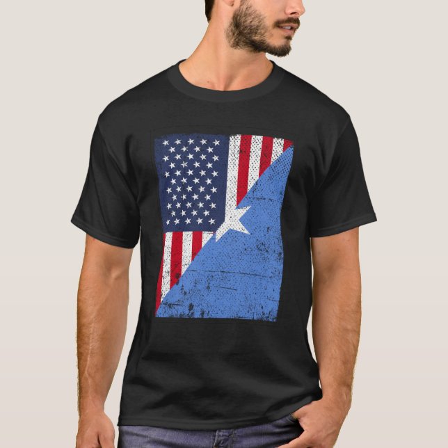 T-shirt Drapeau USA moitié Drapeau Somalie moitié Américai (Devant)