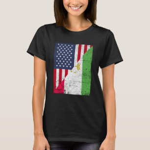 T-shirt Drapeau USA moitié Drapeau Tadjikistan moitié Amér