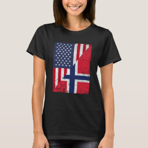 T-shirt Drapeau USA moitié Moitié Drapeau Norvège Américai