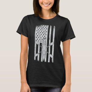 T-shirt Drapeau Usa Retro Kayak Kayaking Paddle Vintage