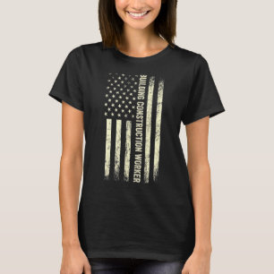 T-shirt Drapeau Usa Travail Fière Construction Américaine