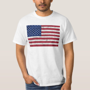 T-shirt Drapeau USA vintage rouge blanc bleu patriotique a