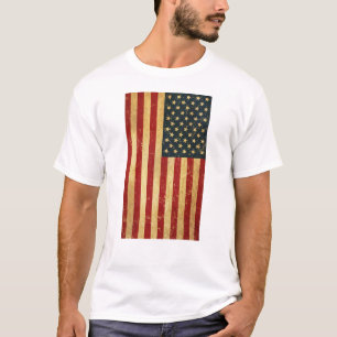 T-shirt Drapeau Vintage américain blanc
