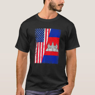 T-shirt Drapeau vintage américain Cambodge Patriotique