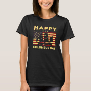 T-shirt Drapeau vintage américain Joyeux Columbus Day Femm