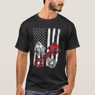T-shirt Drapeau vintage Américain Piston Funny Muscle Car