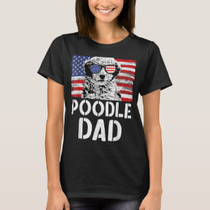 T-shirt Drapeau vintage Américain Poodle Papa Chien Pour P