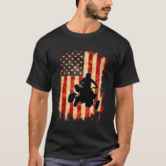 T-shirt Drapeau vintage Américain Quad Vélo Quatre Roue Mo