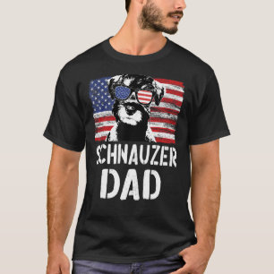 T-shirt Drapeau Vintage Américain Schnauzer Papa Chien Pou