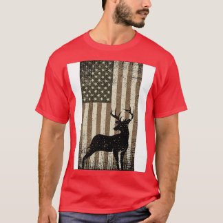 T-shirt Drapeau vintage Camoue Camo Chasse aux Cerfs