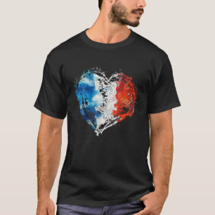 T-shirt Drapeau Vintage France Coeur Patriotes Hommes Femm