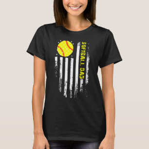 T-shirt Drapeau Vintage papa softball États-Unis Père Drap