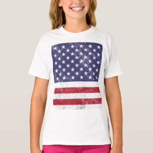T-shirt Drapeau vintage USA Patriotique Américain Rouge Bl