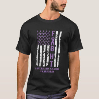 T-shirt Drapeau violet ribbon soutien cancer pancréatique