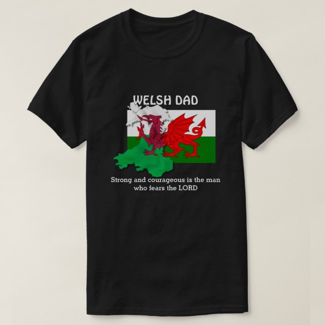 T-shirt Drapeau WELSH DAD personnalisable du Pays de Galle (Design devant)