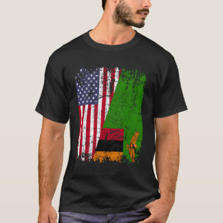 T-shirt Drapeau zambien à moitié américain, racines zambie