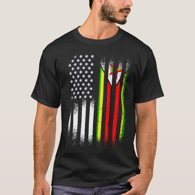 T-shirt Drapeau Zimbabwe-Amérique Patriot Grown Pays USA (Devant)
