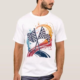 T-shirt Drapeaux À damiers colorés et flamme