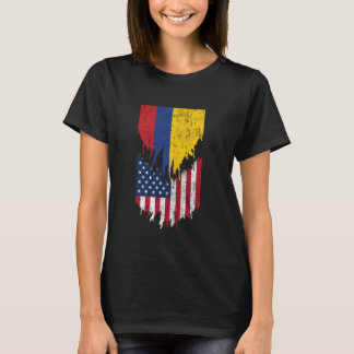 T-shirt Drapeaux américains colombiens arrachés Colombie