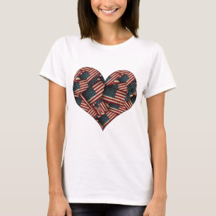 T-shirt Drapeaux américains en forme de cœur