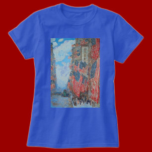 T-shirt Drapeaux américains vintage sur une rue de la vill