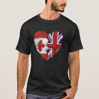 T-shirt Drapeaux canadiens britanniques Heart Canada Royau