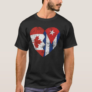 T-shirt Drapeaux canadiens cubains Coeur Canada Cuba Cuban