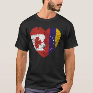 T-shirt Drapeaux canadiens vénézuéliens Coeur Canada Venez